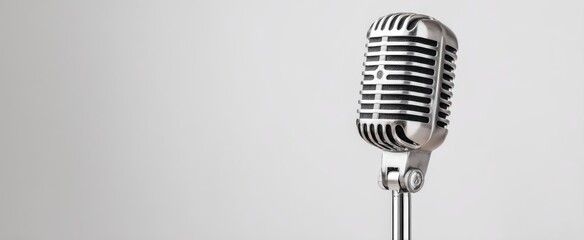 Fototapeta premium The vintage microphone ready for classic performances and captivating vocals.