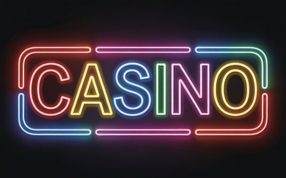 Casino neon sign vector illustration for gambling and vegas night life art