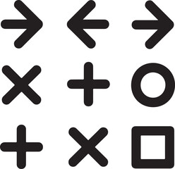 Obraz premium Black directional symbols and shapes arrow left