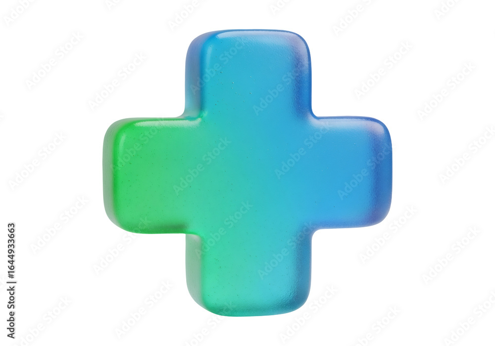 Aufkleber gradient blue green plus sign with 3d rendering on transparent background for design elements