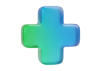 Obraz premium Gradient Blue Green Plus Sign with 3D Rendering on Transparent Background for Design Elements