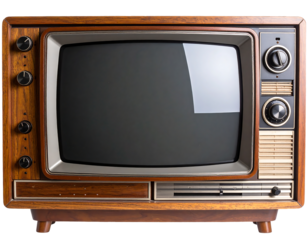 Nostalgia: Authentic Vintage Wooden TV Set with a Blank Screen for Copy Space. vintage television, retro tv monitor frame, analog screen, old school design. clipping path. graphic resources.