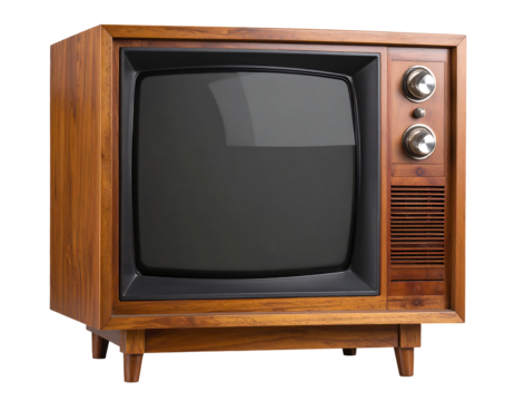 Nostalgia: Authentic Vintage Wooden TV Set with a Blank Screen for Copy Space. vintage television, retro tv monitor frame, analog screen, old school design. clipping path. graphic resources.