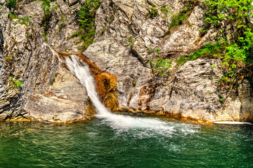 Beautiful landscape with waterfall in the mountain