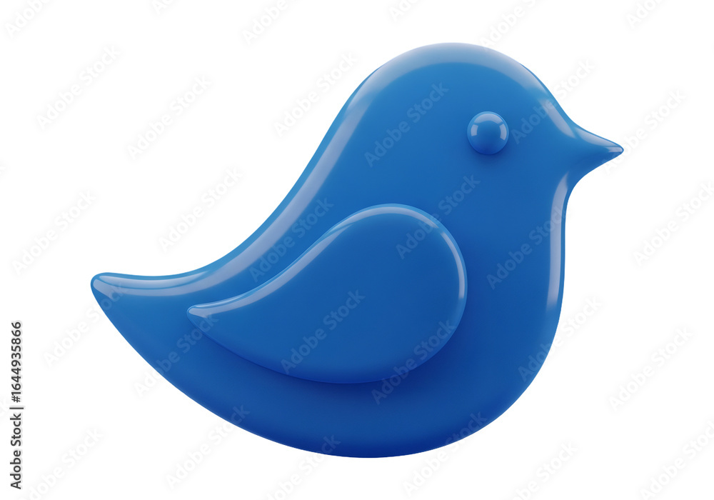 Aufkleber isolated blue bird icon rendering on transparent background glossy design element