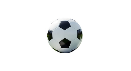 Fototapeta premium Classic black and white soccer ball with pentagonal and hexagonal panels on a dark background isolated on a transparent background