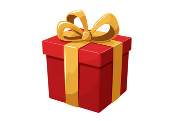 Obraz premium Pixel Art Gift Box Red Present with Gold Ribbon isolated on transparent background