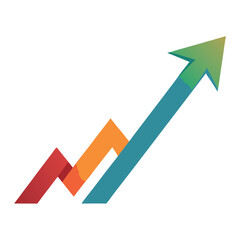 Vector art of colorful arrow showing upward growth isolated on white background