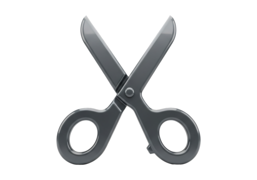 Isolated Silver Metal Scissors Tool for Cutting Object with Transparent Background