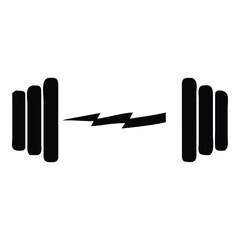 Barbell with Lightning Bolt Vector Gym Fitness Power
