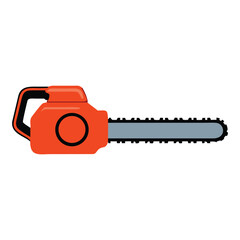Chainsaw Vector Illustration Orange and Black on White