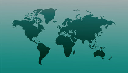 Wolrd map Green map on blue white gradient