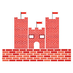 Medieval Castle Vector Illustration Red Brick Fortress Icon