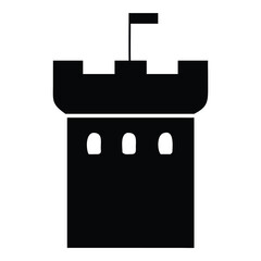 Medieval Castle Tower Silhouette Icon Vector Stronghold Graphics