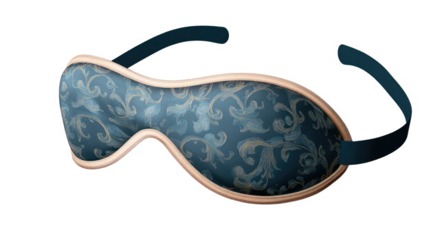 Soft sleeping mask with comfortable fabric design and adjustable strap for restful sleep isolated on white background