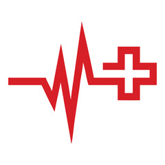 Red Heartbeat Plus Sign Healthcare Medical Icon Symbol