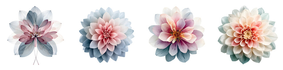 Fototapeta premium Watercolor Dahlia Flower Head Collection - Pastel Colors