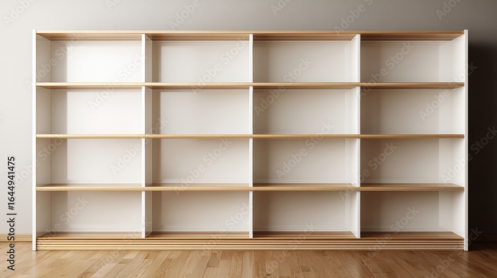 Aufkleber simple modern bookshelf with few empty spots ready for display