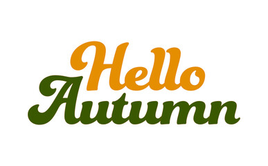 Hello Autumn - 秋の訪れを祝福する、Hello Autumn（ハロー・オータム）の文字の、シンプルなロゴタイプ（ベクター素材）
