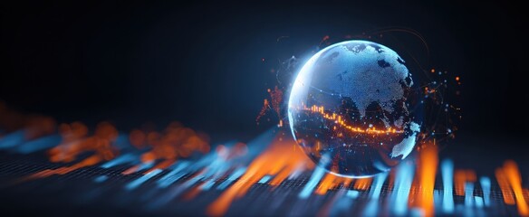 The Globe Illuminated by Dynamic Data and Abstract Light Patterns