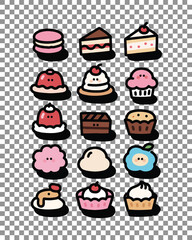 Sweet pastel dessert illustrations ideal for clipart, printables, planners, invitations, and creative kitchen branding.