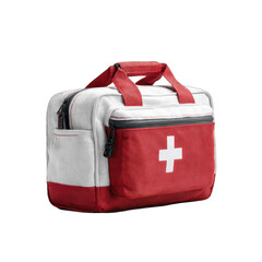Red and white medical kit bag