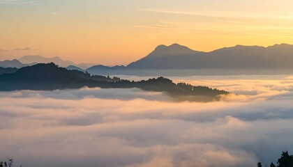 Fototapeta premium Mountains and Clouds at Sunrise
