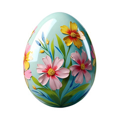  Watercolor Easter Egg with Floral Patterns Isolated PNG