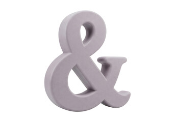 Three Dimensional Ampersand Symbol in Light Purple Color on Isolated Black Background Standing Out