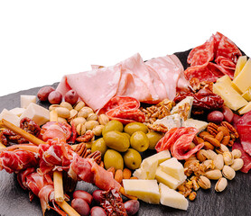 Delightful assorted charcuterie platter with cheeses and nuts for sharing
