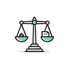 Scales of Justice Balancing a Document and Red Stone Symbolizing Legal Equity and Fair Judgment