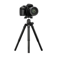 Black DSLR camera on tripod