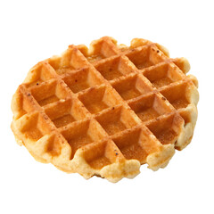 A plain belgian waffle with a square pattern isolated on a transparent background png