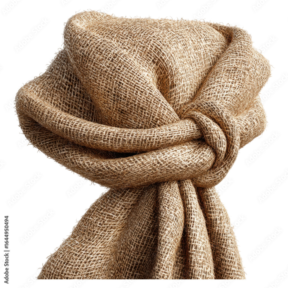 Poster textured burlap flag mockup with simple knot tied design