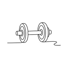 Minimalist Continuous Line Art of Dumbbell for Fitness and Gym
