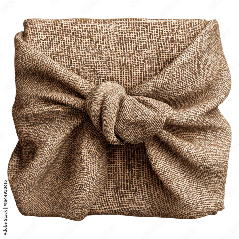 Aufkleber textured burlap flag mockup tied in simple knot for design use