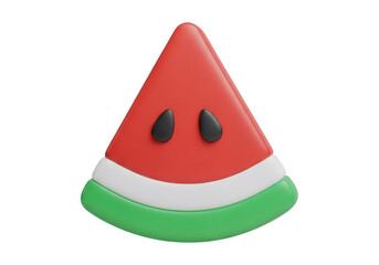 Fototapeta premium Watermelon Slice Triangle Shape with Seeds in 3D Rendering on Transparent Background for Summer and Healthy Eating