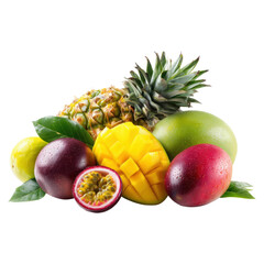Fresh Tropical Fruits Assortment with Mango, Pineapple, and Passionfruit
