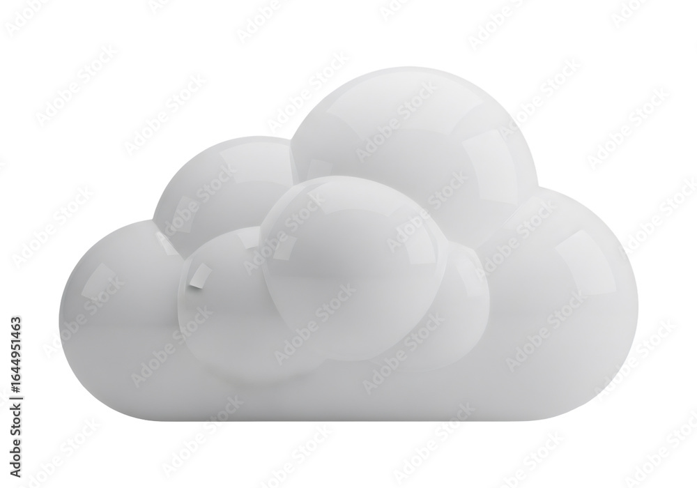 Aufkleber white glossy cloud isolated on transparent background detailed weather forecast element shiny and sm