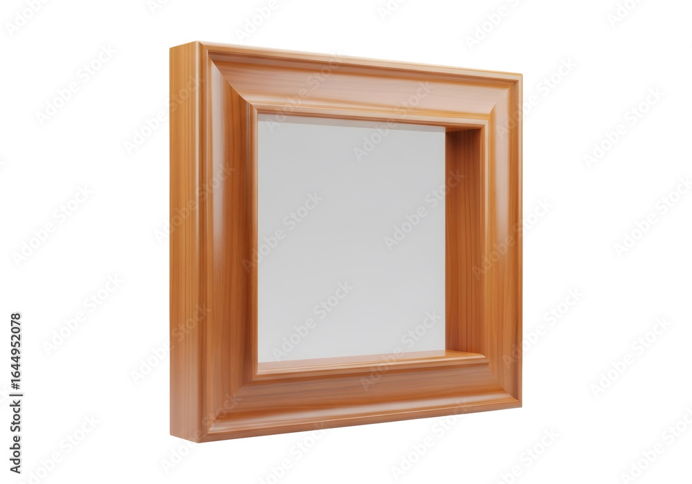Poster wooden picture frame with empty center on a transparent background perfect for mockups and designs