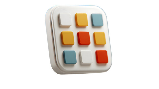 digital calendar interface floating icon, organization symbol, white background