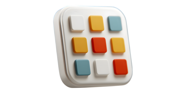 digital calendar interface floating icon, organization symbol, white background