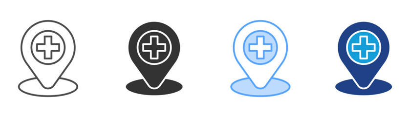 Fototapeta premium Hospital Icon Set Multiple Style Collection
