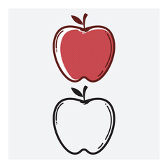 Red and Outline Apple Illustration – Pop Art Style Vector design logo