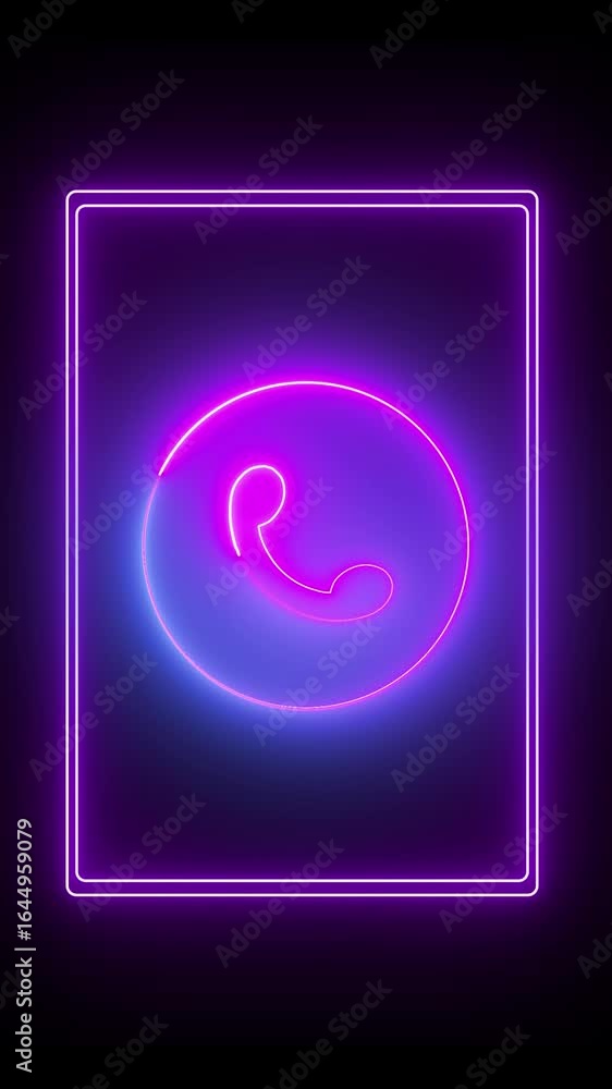 Aufkleber bright animated violet call icon for hotline and support vertical video. neon purple animation of a 