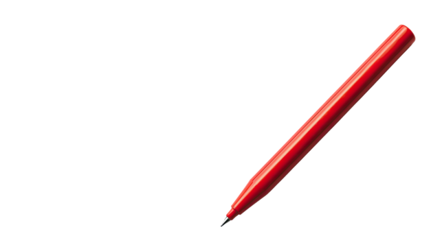 Sharp red pencil with wooden body and pointed graphite tip isolated on white background
