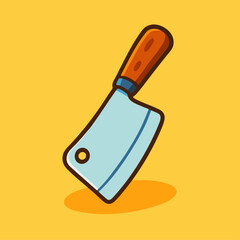 Cartoon Kitchen Meat Cleaver Vector Illustration