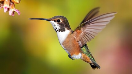 Obraz premium Hummingbird in flight, vibrant colors