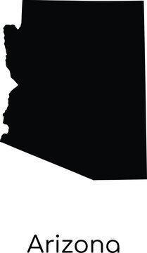 Black silhouette map of the state of arizona