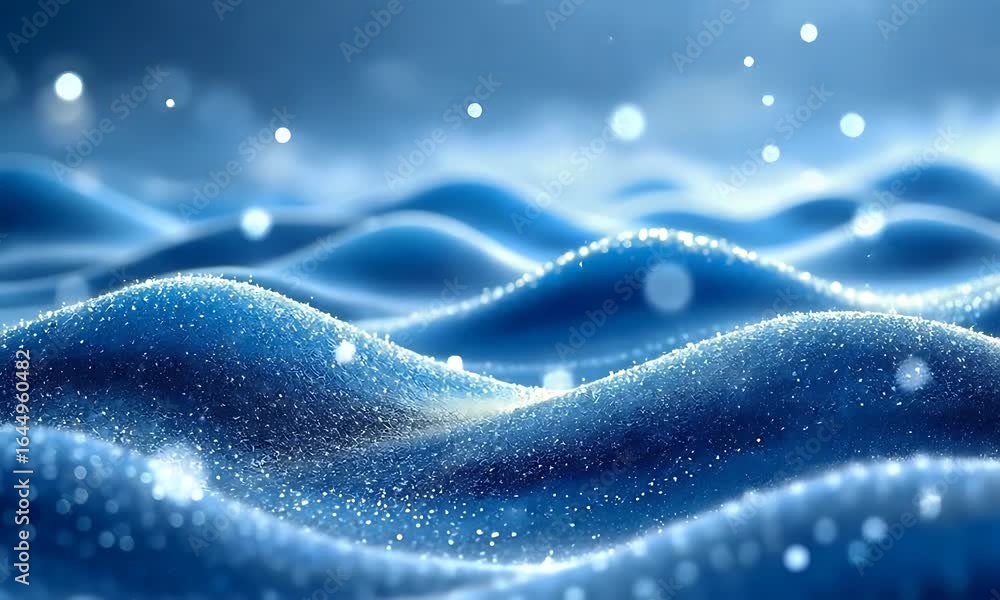 Aufkleber abstract blue wavy surface with glittering particles in motion against a blurred background creating